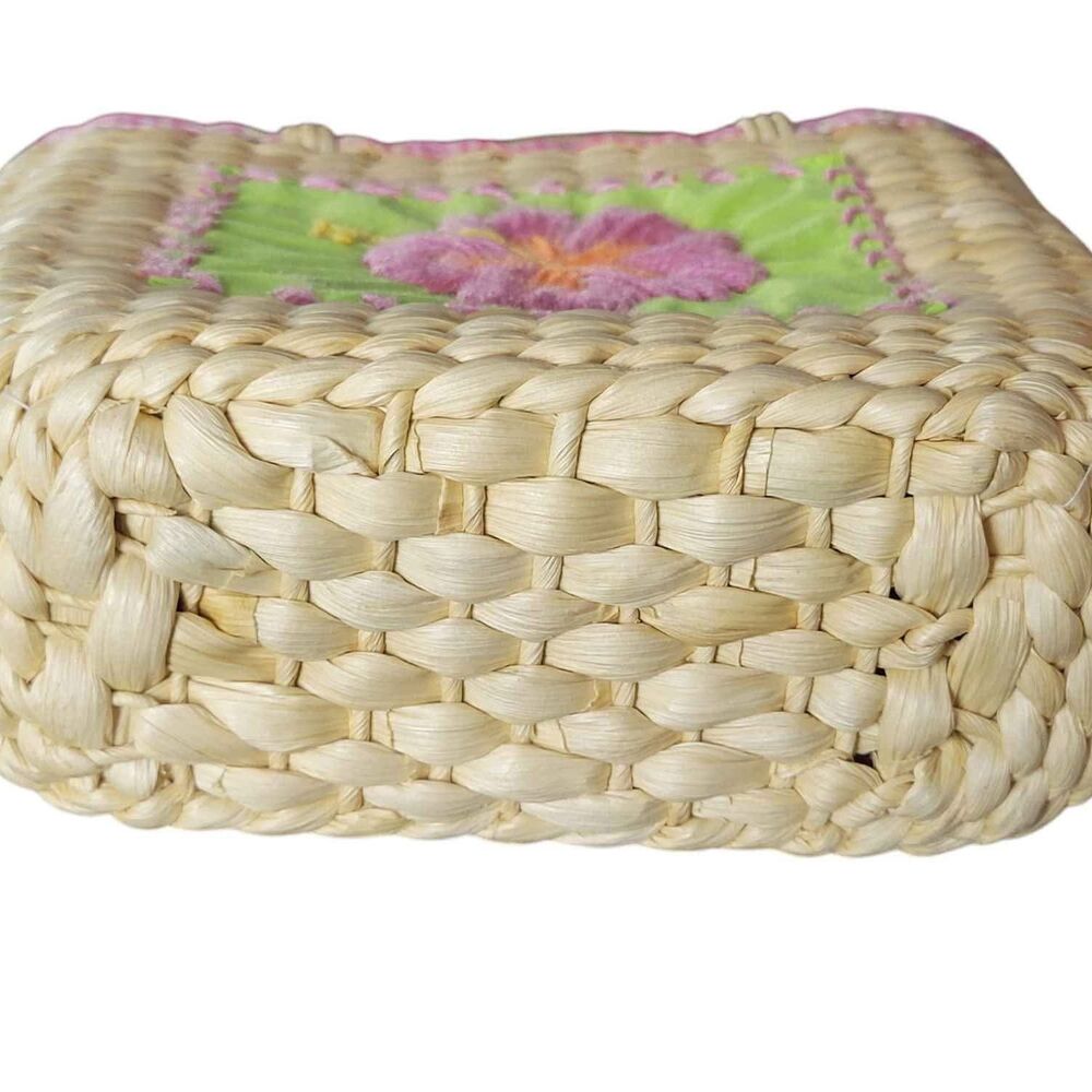Girl's Pottery Barn Kids Wicker Woven Straw Handbag w/ Woven Wheel Stitch Flower - Picture 7 of 7